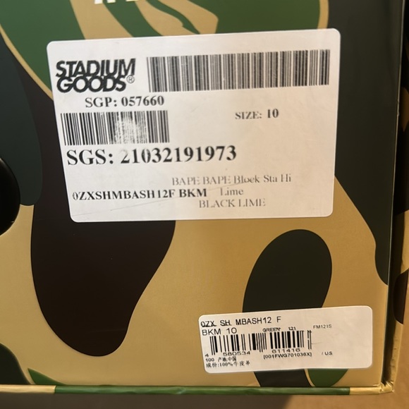 100% Authentic Bape Block Sta Hi Sz. 10 - Picture 8 of 10